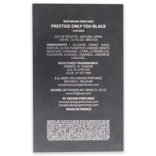 New Brand Only You Black for Men 3.3 oz EDT Spray