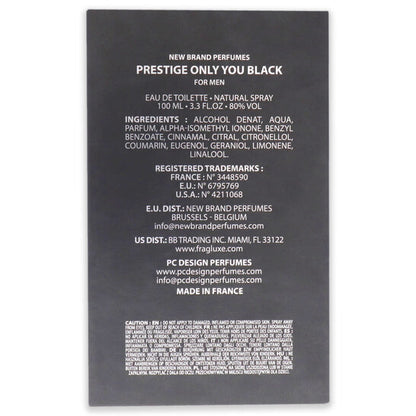 New Brand Only You Black for Men 3.3 oz EDT Spray