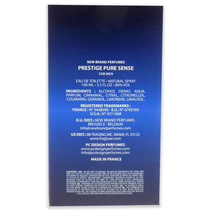 Prestige Pure Sense by New Brand for Men EDT 3.3 oz